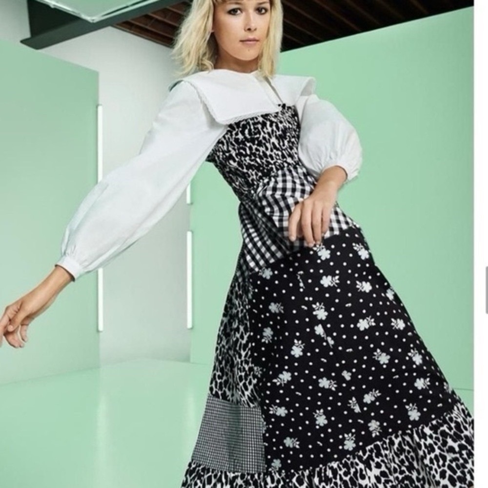 NEW Sandy Liang Women’s Patchwork Smocked Dress